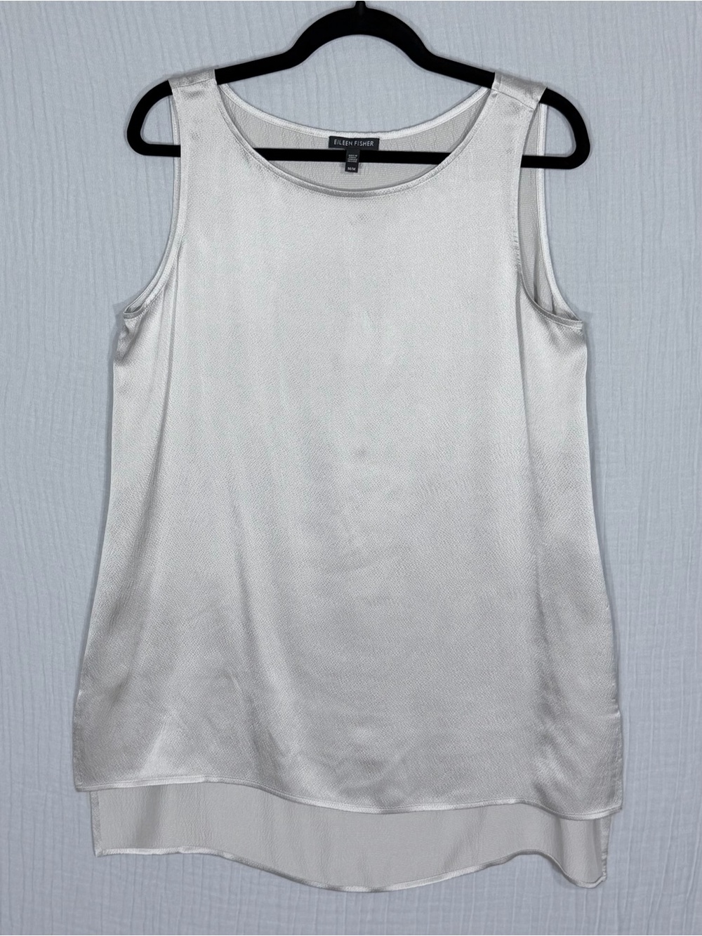 Eileen Fisher 100% Silk Ivory Sleeveless Shell Tank Top Medium